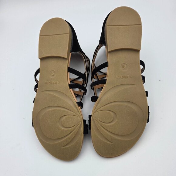 Journee Collection  8.5 Black Suede Flat Open Toed Sandal w/Zipper Back. - Picture 5 of 5